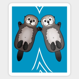 Otters Holding Hands - Otter Couple Sticker